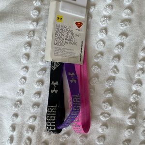 NEW Under Armour Girls Headband Non-Slip Supergirl 3 Pack